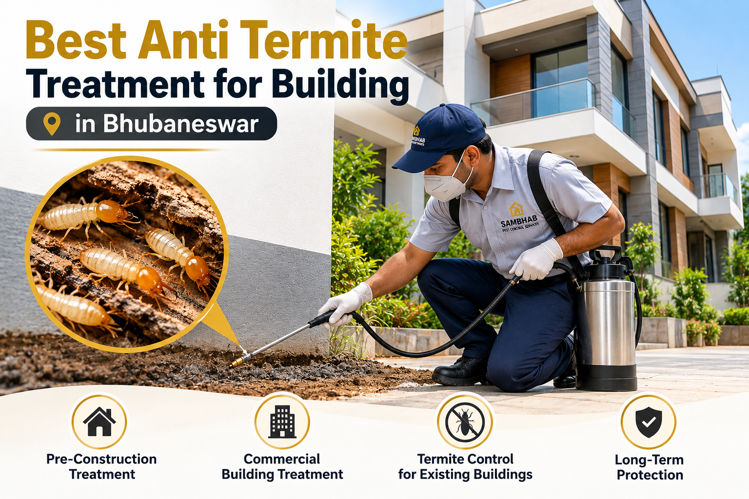 Best anti termite treatment for building in Bhubaneswar by Sambhab Pest Control Services